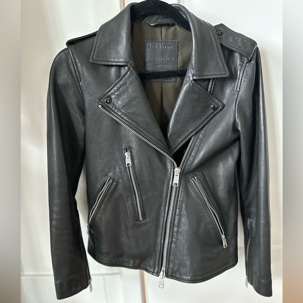 EUC Allsaints Elva leather jacket sz 2